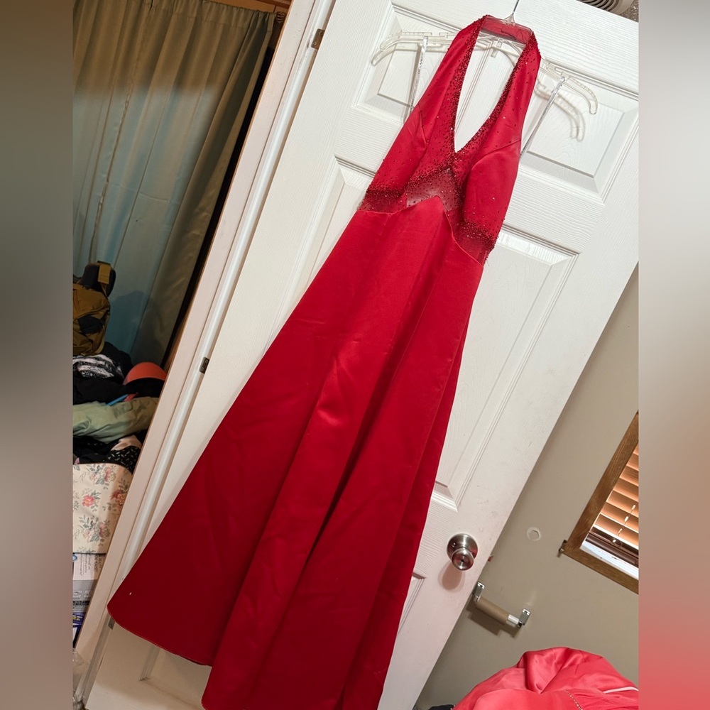 Elegant Red Halter Dress